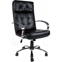 Офисное кресло Деловая обстановка Президент (хром/кожа сплит/черный) — Chaika Market