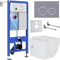 Унитаз подвесной Roxen Cube bidet в комплекте с инсталляцией StounFix Dual Fresh 6 в 1 966127 (кнопка: серый бетон) — Chaika Market