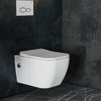 Унитаз подвесной Roxen Cube bidet в комплекте с инсталляцией StounFix Dual Fresh 6 в 1 966127 (кнопка: серый бетон) - Изображение №8 — Chaika Market
