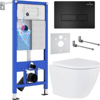 Унитаз подвесной Roxen Antares One Rimless 6 в 1 StounFix Dual Fresh 579124 (кнопка: черный матовый) — Chaika Market