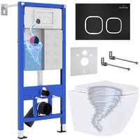 Унитаз подвесной Roxen Antares Tornado в комплекте с инсталляцией StounFix Dual Fresh 6 в 1 968377 (кнопка: черный матовый) — Chaika Market