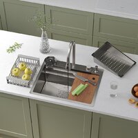 Кухонная мойка Roxen Stage Plus 560250-60 многофункциональная 8 в 1 (60*48/сатин) — Chaika Market