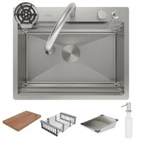 Кухонная мойка Roxen Stage Plus 560250-60 многофункциональная 8 в 1 (60*48/сатин) - Изображение №3 — Chaika Market