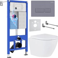 Унитаз подвесной Roxen Antares 530185-02 в комплекте с инсталляцией StounFix Dual Fresh 6 в 1 966774 (кнопка: серый гранит) — Chaika Market