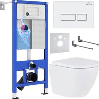 Унитаз подвесной Roxen Antares в комплекте с инсталляцией StounFix Dual Fresh 6 в 1 570840 (кнопка: белый глянец) — Chaika Market
