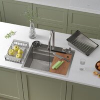 Кухонная мойка Roxen Stage Plus 560250-60-S многофункциональная 8 в 1 (60*48/текстурный сатин) — Chaika Market