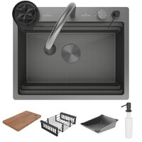Кухонная мойка Roxen Stage Plus 560250-60-BS многофункциональная 8 в 1 (60*48/текстурный графит) - Изображение №3 — Chaika Market