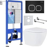 Унитаз подвесной Roxen Antares One Rimless 6 в 1 StounFix Dual Fresh 543489 (кнопка: черный матовый) — Chaika Market
