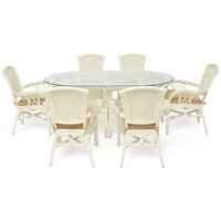 Обеденная группа TetChair Andrea Grand (белый/ткань рубчик/кремовый) — Chaika Market