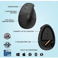 Вертикальная мышь Logitech Lift Left (графит) - Изображение №6 — Chaika Market