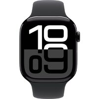 Умные часы Apple Watch Series 10 46 мм (алюминиевый корпус, черный/черный, спортивный силиконовый ремешок S/M) - Изображение №2 — Chaika Market