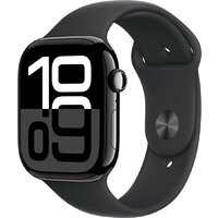 Умные часы Apple Watch Series 10 46 мм (алюминиевый корпус, черный/черный, спортивный силиконовый ремешок S/M) — Chaika Market