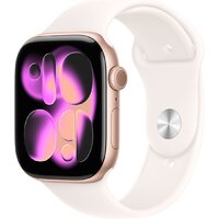 Умные часы Apple Watch Series 11 46 мм (алюминиевый корпус, розовое золото/легкие румяна, спортивный силиконовый ремешок S/M) — Chaika Market