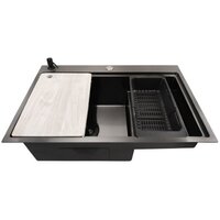 Кухонная мойка Stellar S7550NB-TU-L (нано черный, с доской) — Chaika Market