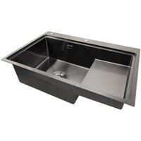 Кухонная мойка Stellar S7550NB-TU-L (нано черный, с доской) - Изображение №4 — Chaika Market