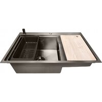 Кухонная мойка Stellar S6550NB-TU-L (нано черный, с доской) — Chaika Market