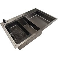 Кухонная мойка Stellar S6550NB-TU-L (нано черный, с доской) - Изображение №4 — Chaika Market