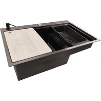 Кухонная мойка Stellar S6550NB-TU-L (нано черный, с доской) - Изображение №2 — Chaika Market