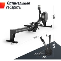 Гребной тренажер Unixfit Air Magnetic Rower-X Black - Изображение №3 — Chaika Market