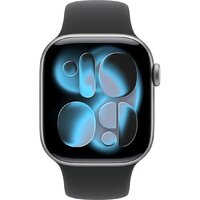 Умные часы Apple Watch Series 11 42 мм (алюминиевый корпус, космический серый/черный, спортивный силиконовый ремешок S/M) - Изображение №2 — Chaika Market