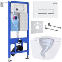 Унитаз подвесной Roxen Antares Tornado в комплекте с инсталляцией StounFix Dual Fresh 6 в 1 968303 (кнопка: белый глянцевый) — Chaika Market