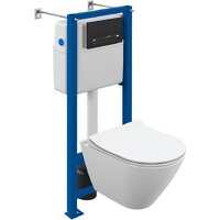 Унитаз подвесной Cersanit City Smart CO DPL EO Slim + Vector 68305 (с кнопкой Estetica черный матовый) — Chaika Market