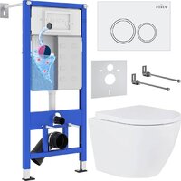 Унитаз подвесной Roxen Antares в комплекте с инсталляцией StounFix Dual Fresh 6 в 1 501501 (кнопка: белый глянец) — Chaika Market