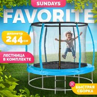 Батут Sundays Favorite Premium 8FT (голубой, с сеткой, с лестницей) — Chaika Market