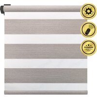 Рулонная электроштора НеоФьюжен Юпитер 170х250 правая (светло-серый, черная фурнитура) — Chaika Market