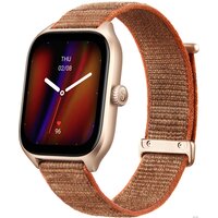 Умные часы Amazfit GTS 4 (золотистый, с коричневым нейлоновым ремешком) — Chaika Market