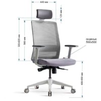 Офисное кресло Bestuhl S30 White Pl с подголовником и рег. подлокотником (черная сетка/серая ткань) - Изображение №11 — Chaika Market