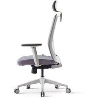 Офисное кресло Bestuhl S30 White Pl с подголовником и рег. подлокотником (черная сетка/серая ткань) - Изображение №2 — Chaika Market