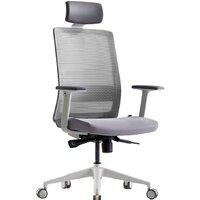 Офисное кресло Bestuhl S30 White Pl с подголовником и рег. подлокотником (черная сетка/серая ткань) — Chaika Market
