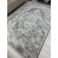 Ковер для жилой комнаты Radjab Carpet Афина Прямоугольник 9017A 12898RK (2x4, Grey/Cream) - Изображение №4 — Chaika Market