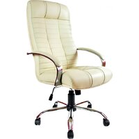 Офисное кресло Деловая обстановка Атлант Хром кожа люкс (бежевый) — Chaika Market