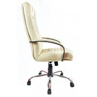 Офисное кресло Деловая обстановка Атлант Хром кожа люкс (бежевый) - Изображение №3 — Chaika Market