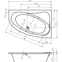 Ванна Riho Lyra 153x100L BA6800500000000 (без ножек) - Изображение №2 — Chaika Market