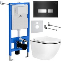 Унитаз подвесной Roxen Antares Black в комплекте с инсталляцией StounFix Dual Fresh 6 в 1 964974 (кнопка: черное стекло) — Chaika Market