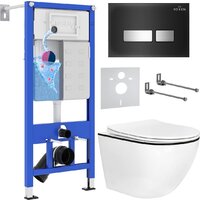 Унитаз подвесной Roxen Antares Black в комплекте с инсталляцией StounFix Dual Fresh 6 в 1 964974 (кнопка: черное стекло) - Изображение №2 — Chaika Market