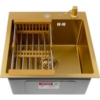 Кухонная мойка ARFEKA Eco AR мойка 450*500, коландер, дозатор Gold - Изображение №2 — Chaika Market