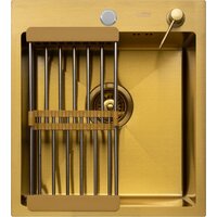 Кухонная мойка ARFEKA Eco AR мойка 450*500, коландер, дозатор Gold — Chaika Market
